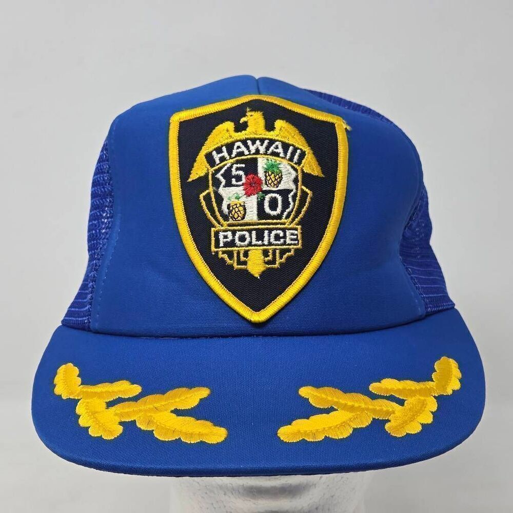 HAWAII FIVE 0 5 0 POLICE BLUE PATCH SCRAMBLED EGGS TRUCKER HAT CAP SNAPBACK